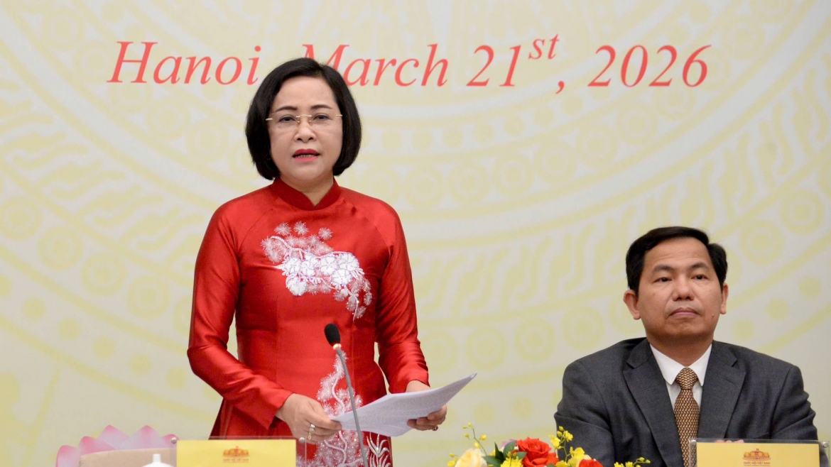 Phó Chủ tịch Quốc hội Nguyễn Thị Thanh phát biểu.