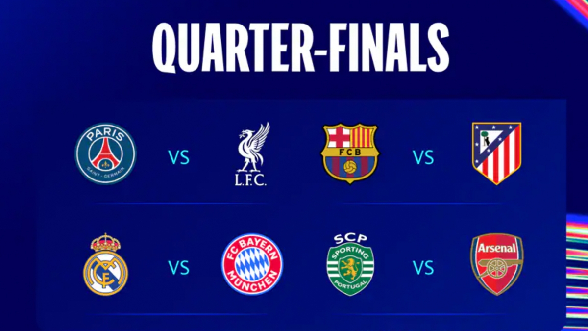 Các cặp đấu tại tứ kết cúp C1 châu Âu 2025/26 (Ảnh: UEFA)