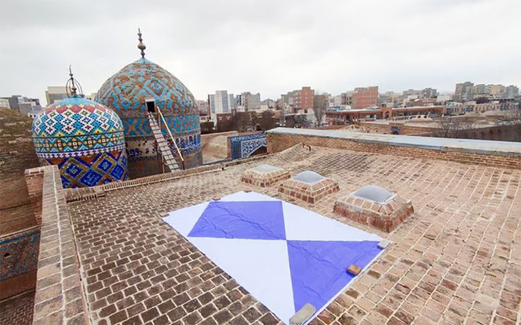 Biểu tượng Blue Shield – được sử dụng để đánh dấu các địa danh di sản của Iran cần được bảo vệ trong giao tranh. Ảnh: The Art Newspaper.