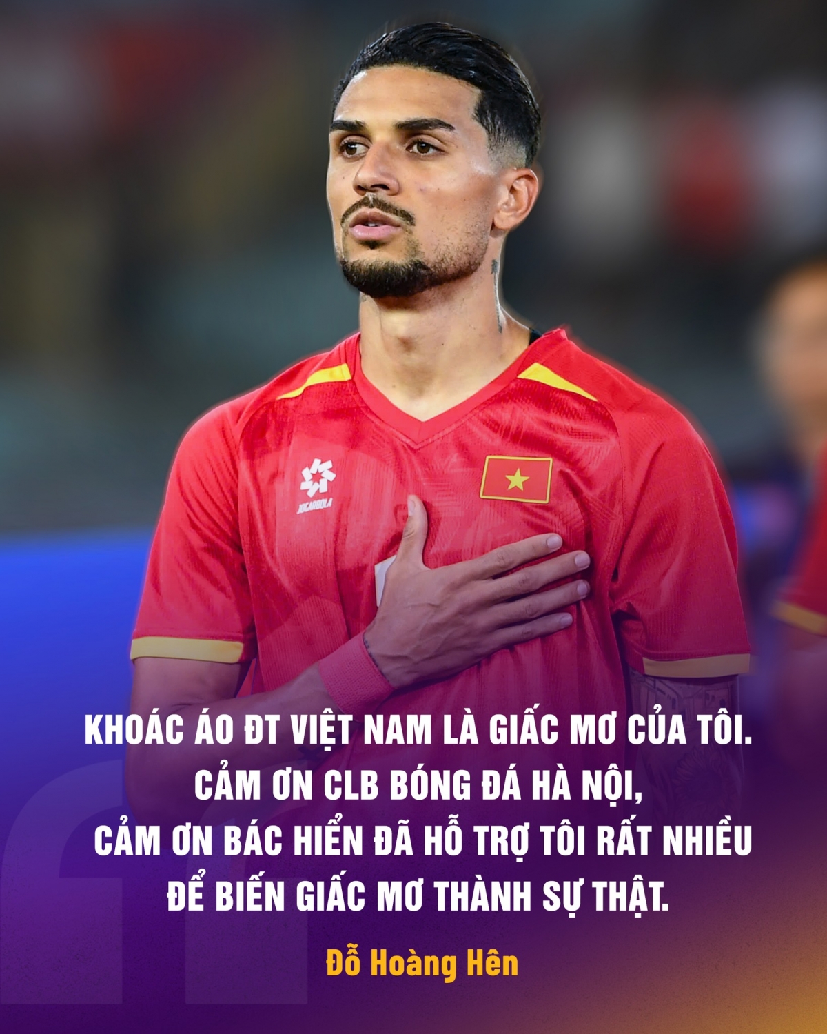 Hà Nội FC đăng tải lời tri ân của Đỗ Hoàng Hên. (Ảnh: Hà Nội FC)