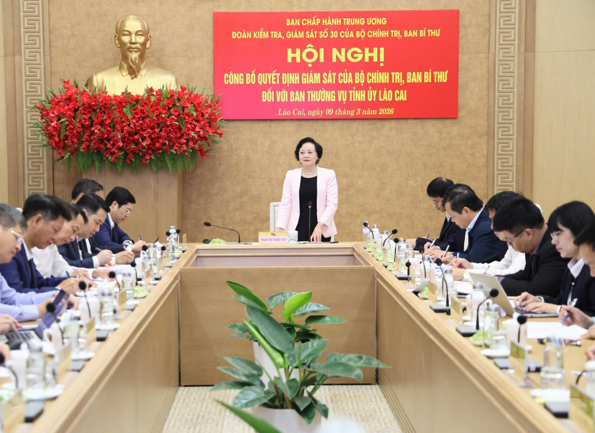 Đoàn kiểm tra làm việc với Ban Thường vụ Tỉnh ủy Lào Cai