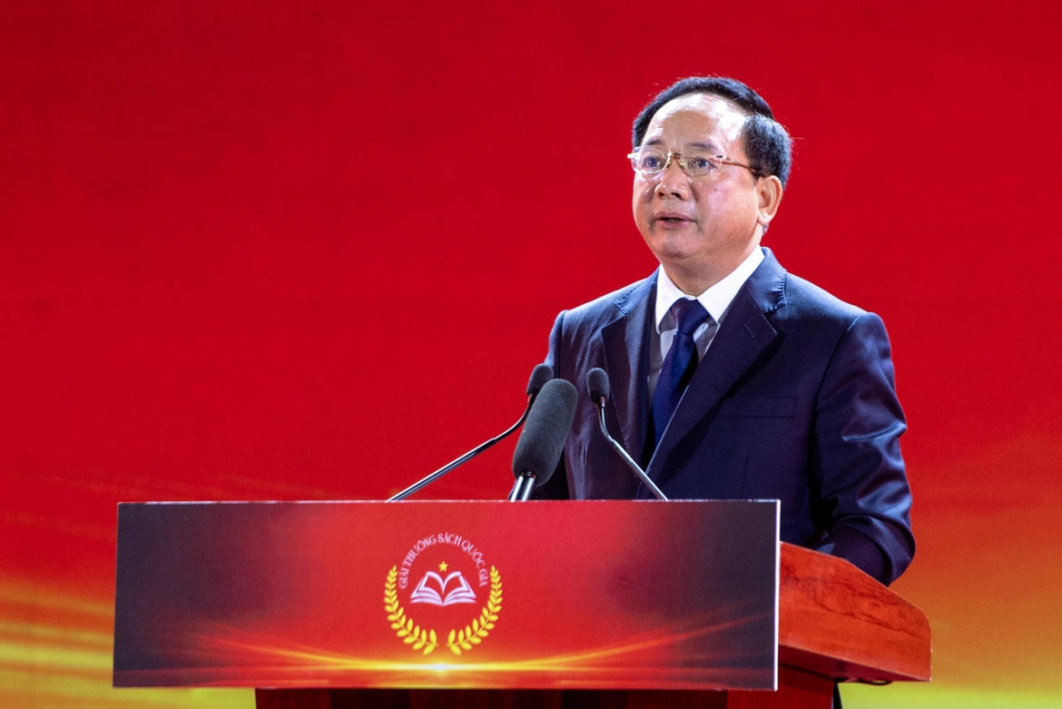 Ông Trịnh Văn Quyết - Ủy viên Bộ Chính trị, Bí thư Trung ương Đảng, Trưởng Ban Tuyên giáo và Dân vận Trung ương phát biểu tại lễ trao giải