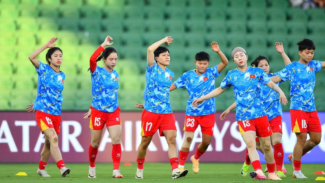 ĐT nữ Việt Nam hướng tới trận đấu với ĐT nữ Đài Bắc Trung Hoa (Ảnh: AFC)
