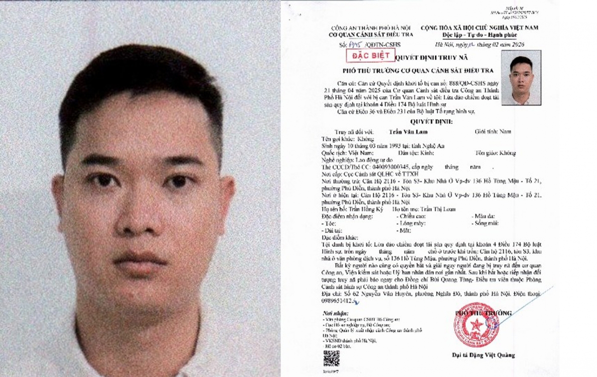 Quyết định truy nã đối tượng Trần Văn Lam
