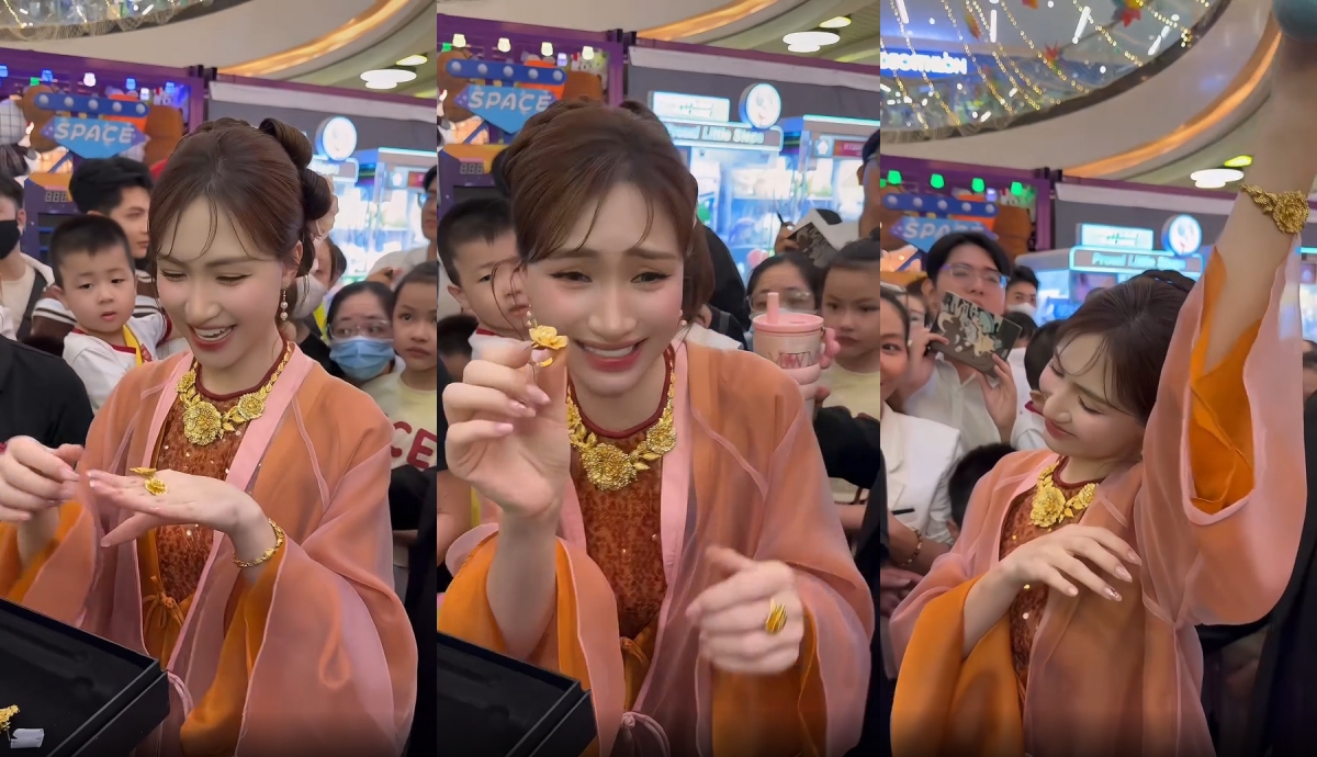 Hòa Minzy xuất hiện tại một sự kiện trong vòng vây người hâm mộ, khi mạng xã hội lan truyền đoạn clip chúc mừng MV Bắc Bling cán mốc 300 triệu lượt xem sau một năm phát hành.