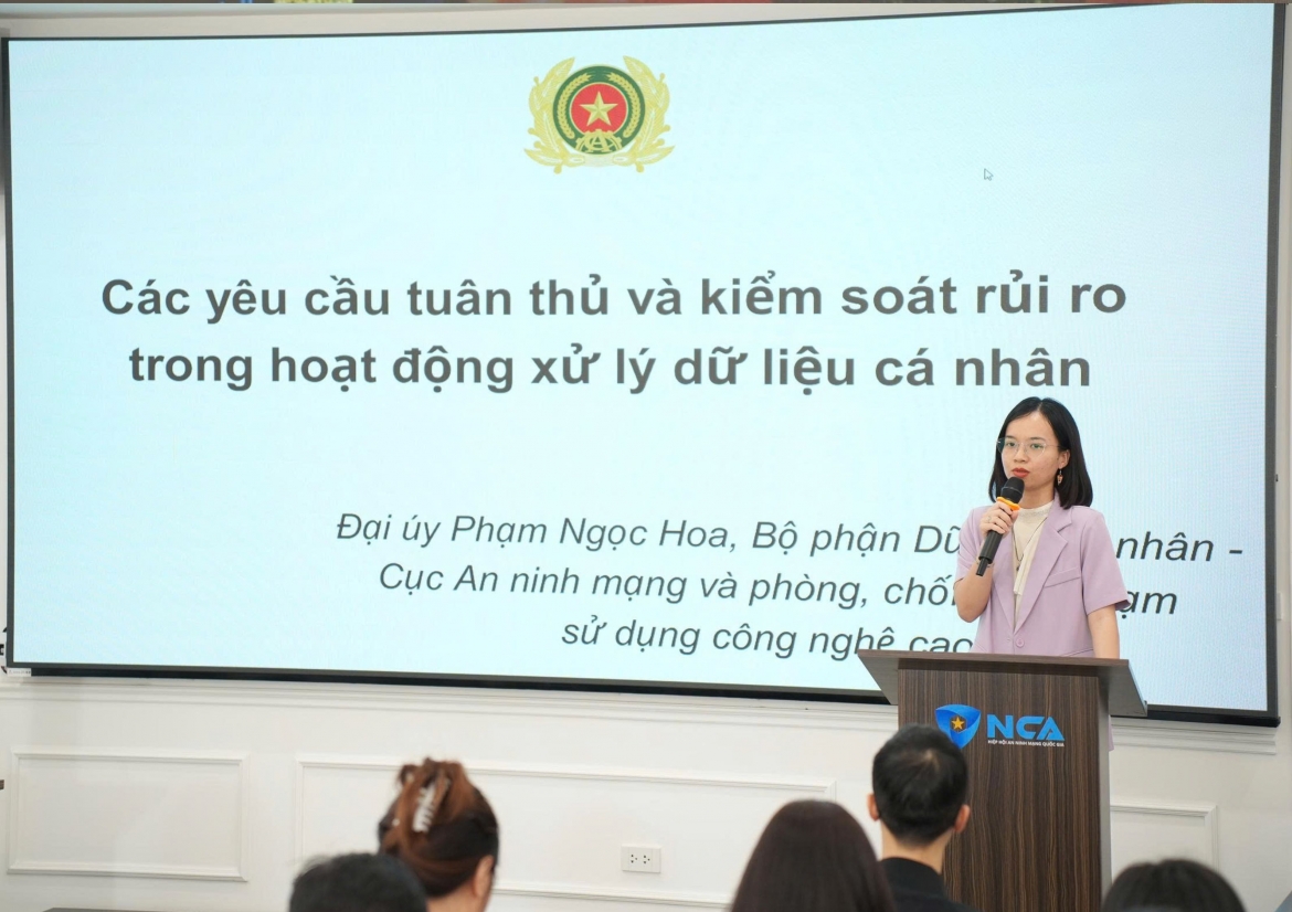 Đại úy Phạm Ngọc Hoa, Bộ phận Dữ liệu cá nhân, Cục An ninh mạng và phòng, chống tội phạm sử dụng công nghệ. (Ảnh: NCA)