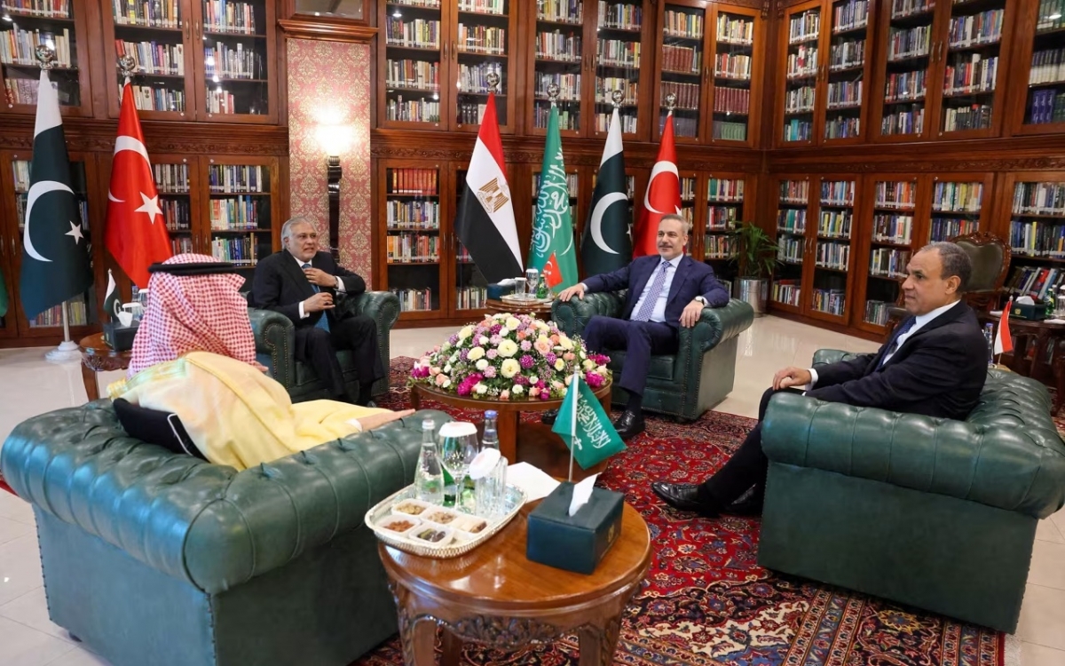 Họp ngoại trưởng 4 nước Ai Cập, Saudi Arabia, Pakistan và Thổ Nhĩ Kỳ nhằm giảm leo thang xung đột Trung Đông. Ảnh: Bộ Ngoại giao Thổ Nhĩ Kỳ.