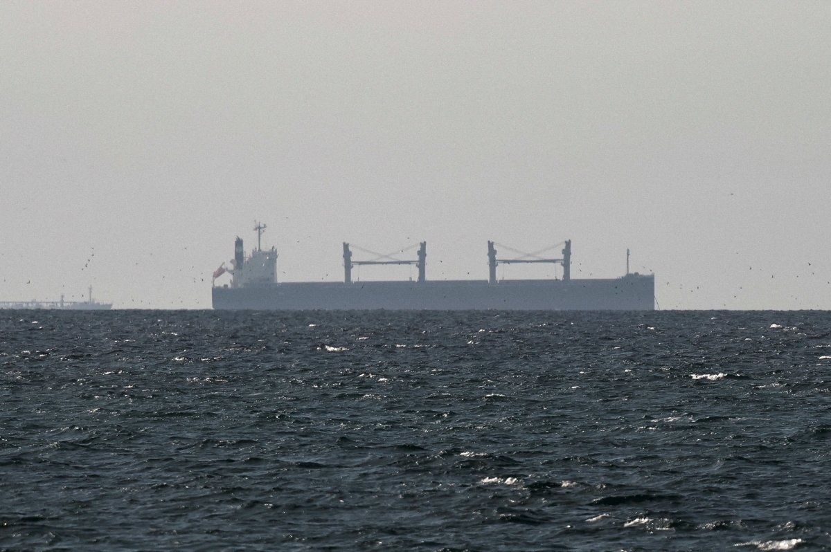 Một tàu chở hàng ở vùng Vịnh gần eo biển Hormuz. Ảnh: Reuters