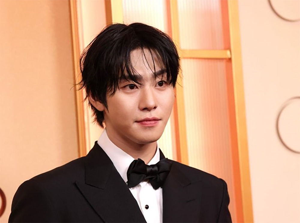 Nam diễn viên Ahn Hyo Seop, người lồng tiếng cho nhân vật Jin Woo trong “KPop Demon Hunters” tại lễ trao giải Oscar lần thứ 98. (Ảnh: Yonhap)