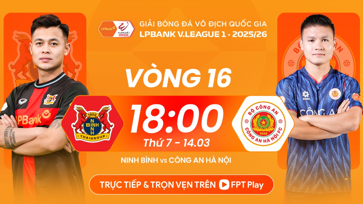 Ninh Bình vs CLB CAHN đối đầu ở vòng 16 V-League 2025/2026.