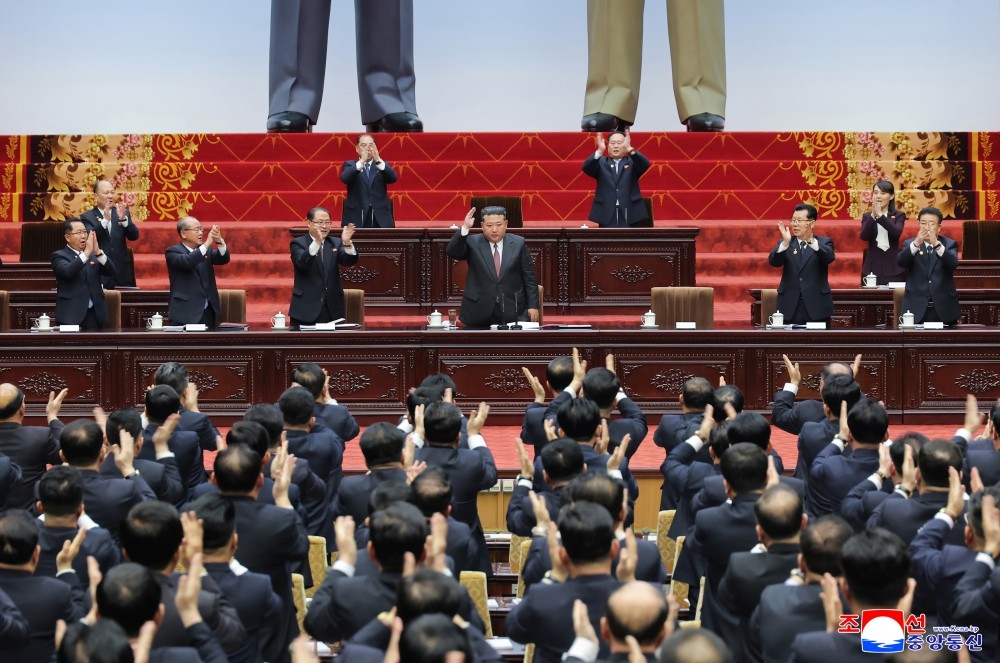 Ông Kim Jong Un tại kỳ họp thứ nhất Hội đồng Nhân dân tối cao Triều Tiên khóa XV ngày 22/03. Ảnh: KCNA