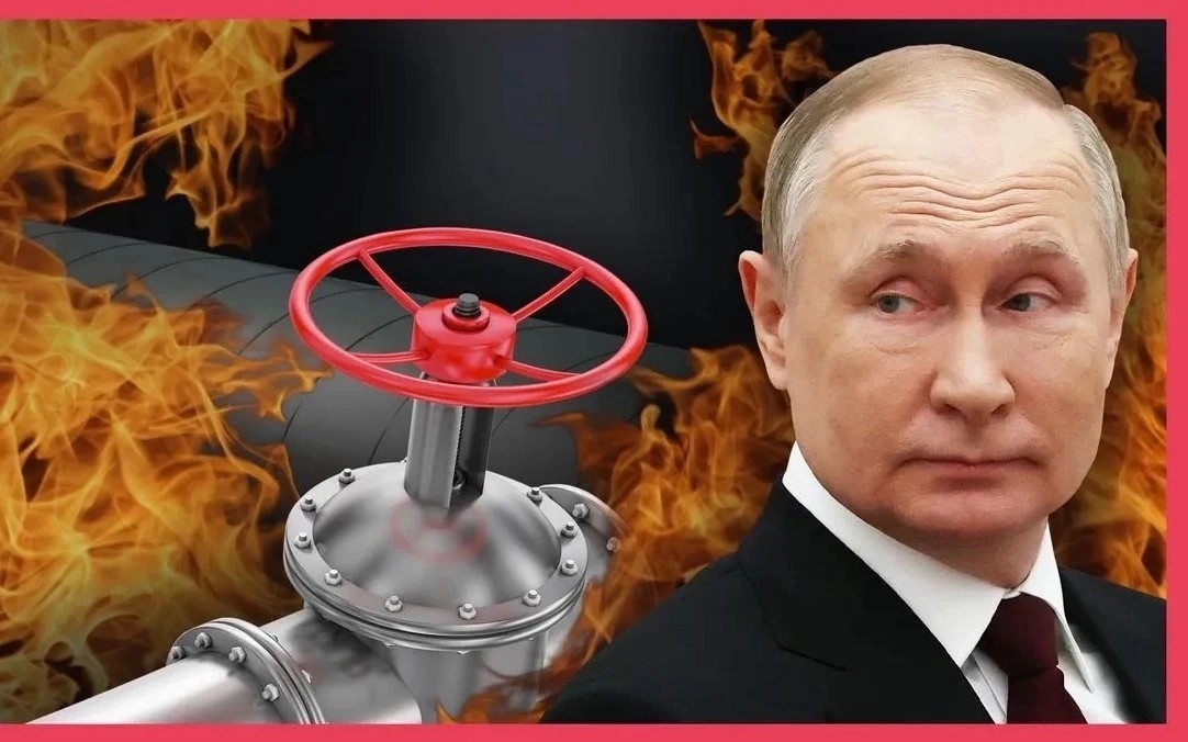 Hình ảnh minh họa về Tổng thống Nga Putin và đòn khóa van nguồn cung khí đốt cho các nước không chịu thanh toán với Nga bằng đồng rúp. (Đồ họa: InsideGermany).
