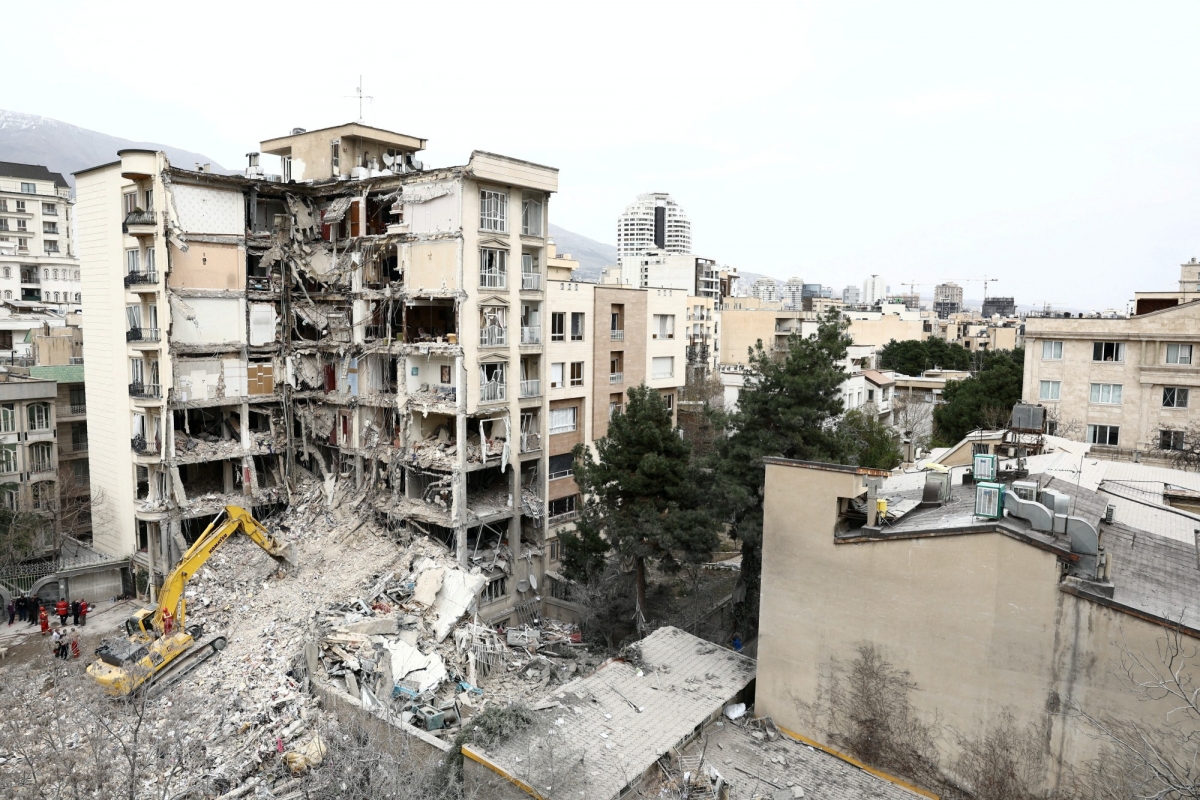 Một khu vực bị tàn phá do chiến sự tại Tehran, Iran. Nguồn: Reuters
