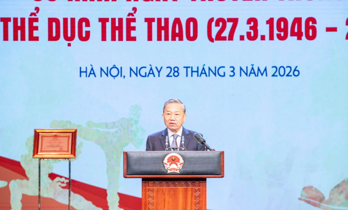 Tổng Bí thư Tô Lâm phát biểu tại sự kiện. 