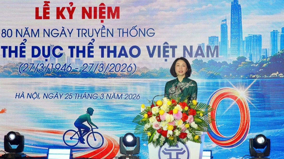 Phó Chủ tịch UBND thành phố Hà Nội Vũ Thu Hà phát biểu tại buổi lễ