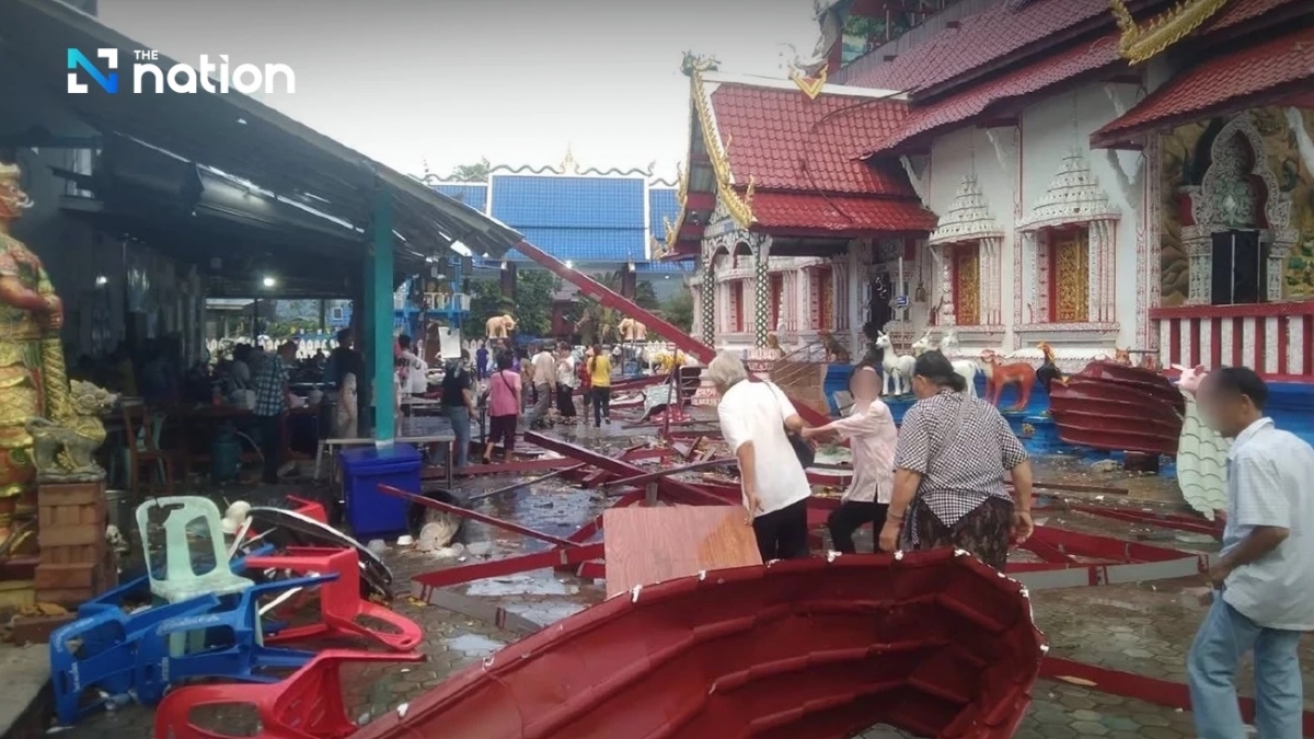 Mưa giông, gió lốc gây thiệt hại tài sản tại tỉnh Chiang Mai vào cuối tháng 2/2026. (Ảnh: The Nation)