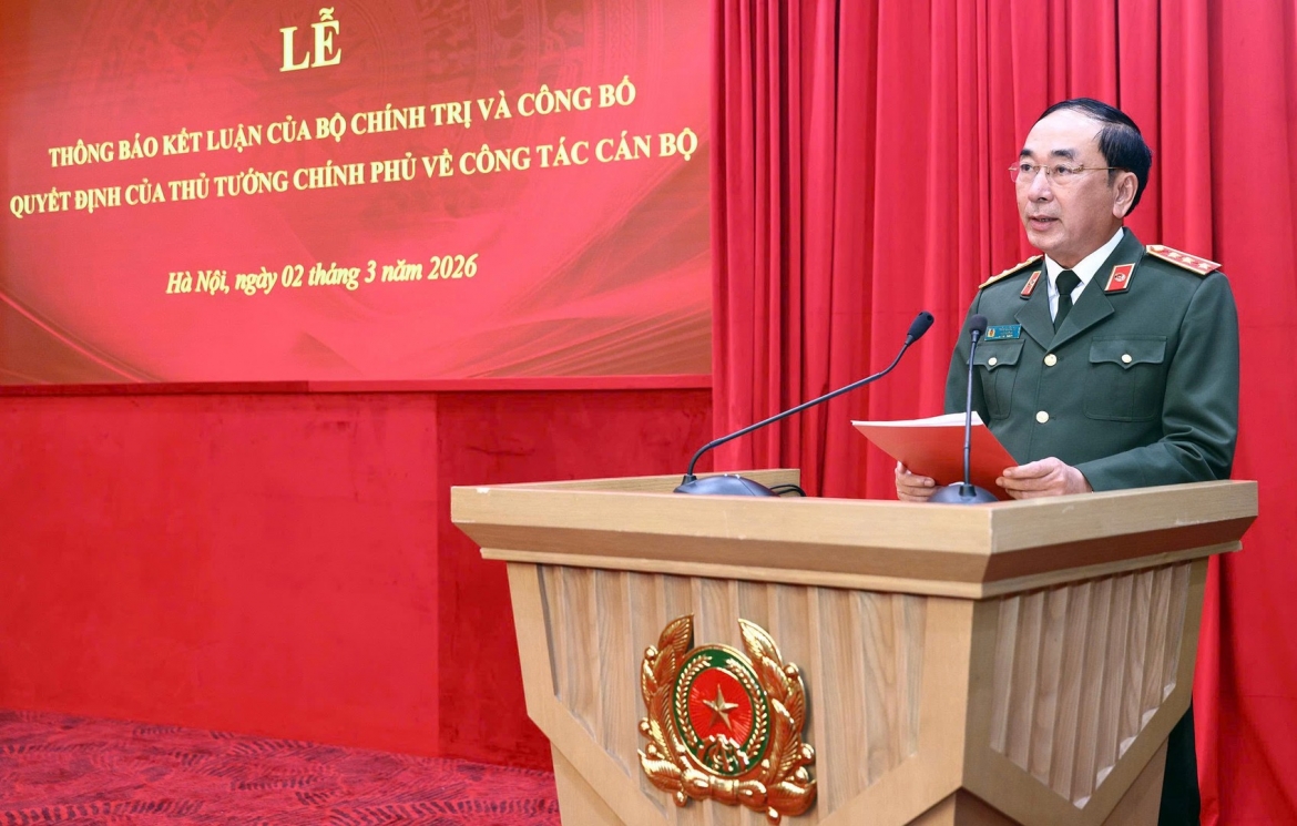Thượng tướng Trần Quốc Tỏ phát biểu tại buổi lễ.