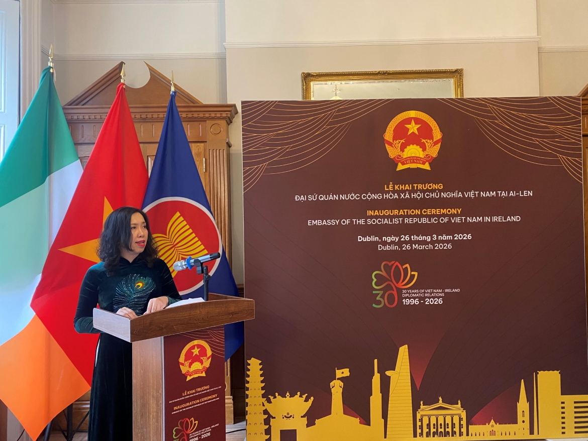 Thứ trưởng Bộ Ngoại giao Lê Thị Thu Hằng phát biểu tại buổi lễ. Ảnh: Bộ Ngoại giao.