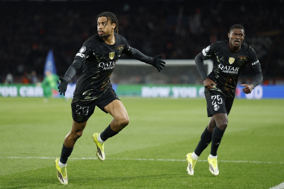 Barcola ghi bàn mở tỷ số cho PSG. (Ảnh: Reuters). 