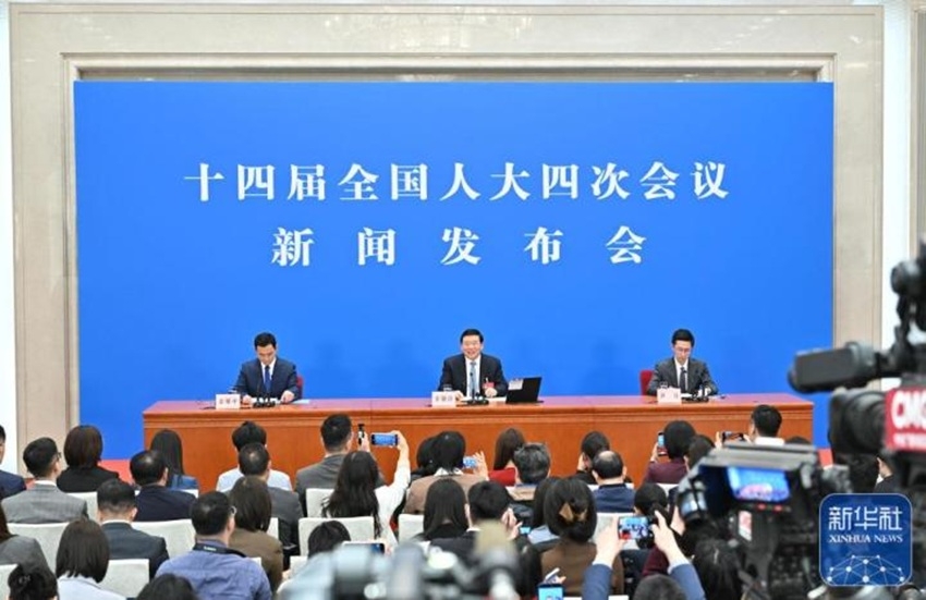 Trung Quốc họp báo về kỳ họp Nhân đại toàn quốc thường niên trưa 4/3. Ảnh: Tân Hoa xã