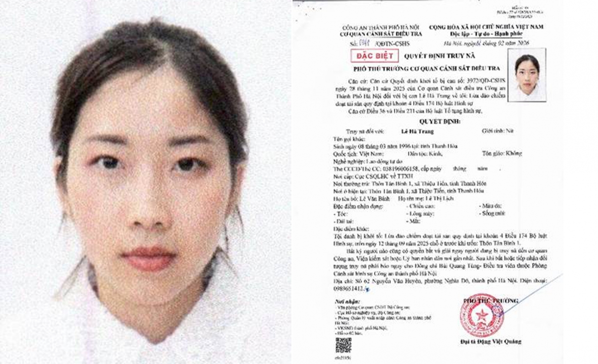 Đối tượng Lê Hà Trang và quyết định truy nã