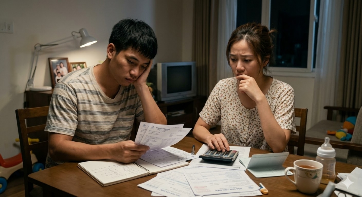 Từ khi có con, vợ chồng tôi lúc nào cũng căng thẳng vì tiền (Ảnh minh hoạ, nguồn: AI)