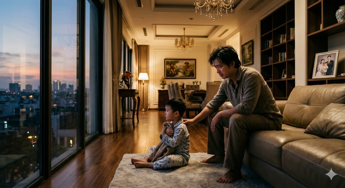 Nhìn con nhớ mẹ tôi hối hận vô cùng vì để gia đình tan vỡ (Ảnh minh họa, nguồn: AI)