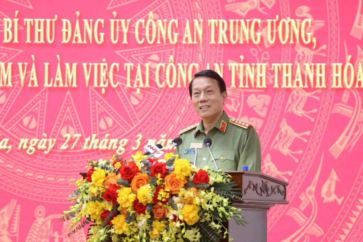Đại tướng Lương Tam Quang, Ủy viên Bộ chính trị, Bộ trưởng Bộ Công an phát biểu chỉ đạo tại Hội nghị
 