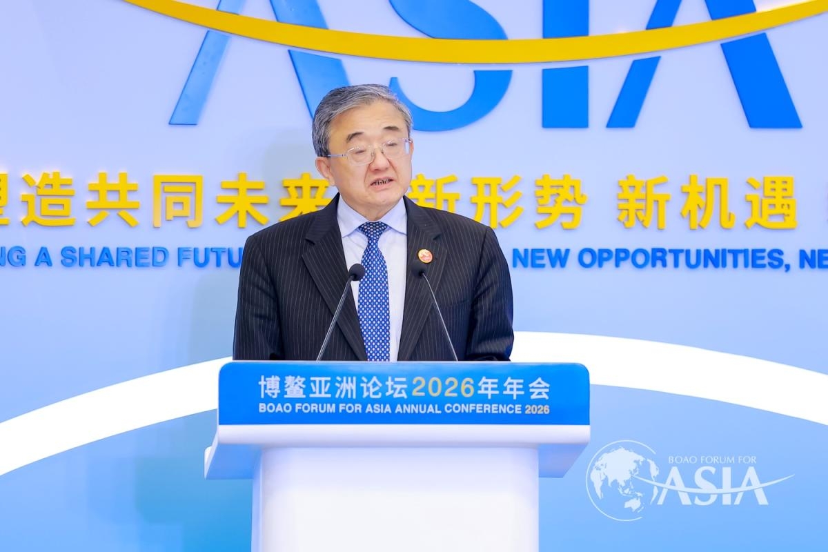 Ông Lưu Chấn Dân phát biểu tại Hội nghị thường niên Diễn đàn châu Á Bác Ngao (BFA) mới đây. Ảnh: BFA