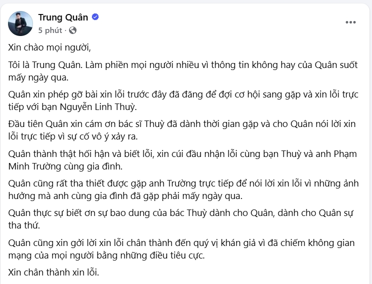 Trung Quân Idol lên tiếng sau vụ bị tố hành hung nữ bác sĩ. (Ảnh chụp màn hình)