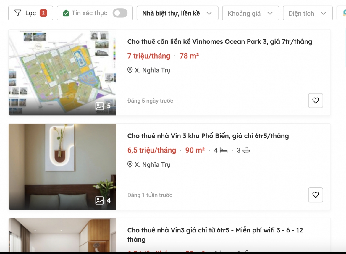 Giá cho thuê rẻ ngang giá căn hộ chung cư. Ảnh chụp màn hình