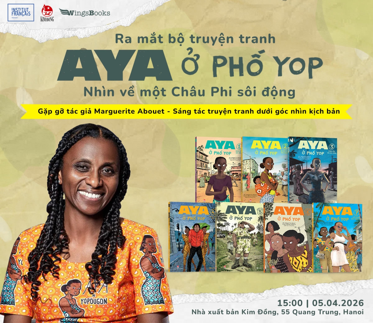 Banner ra mắt bộ truyện tranh “Aya ở phố Yop”.