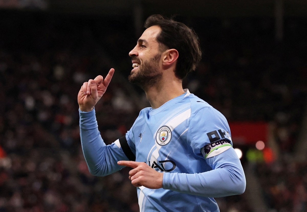 Tiền vệ Bernardo Silva sẽ chia tay Man City theo dạng chuyển nhượng tự do. (Ảnh: Reuters)