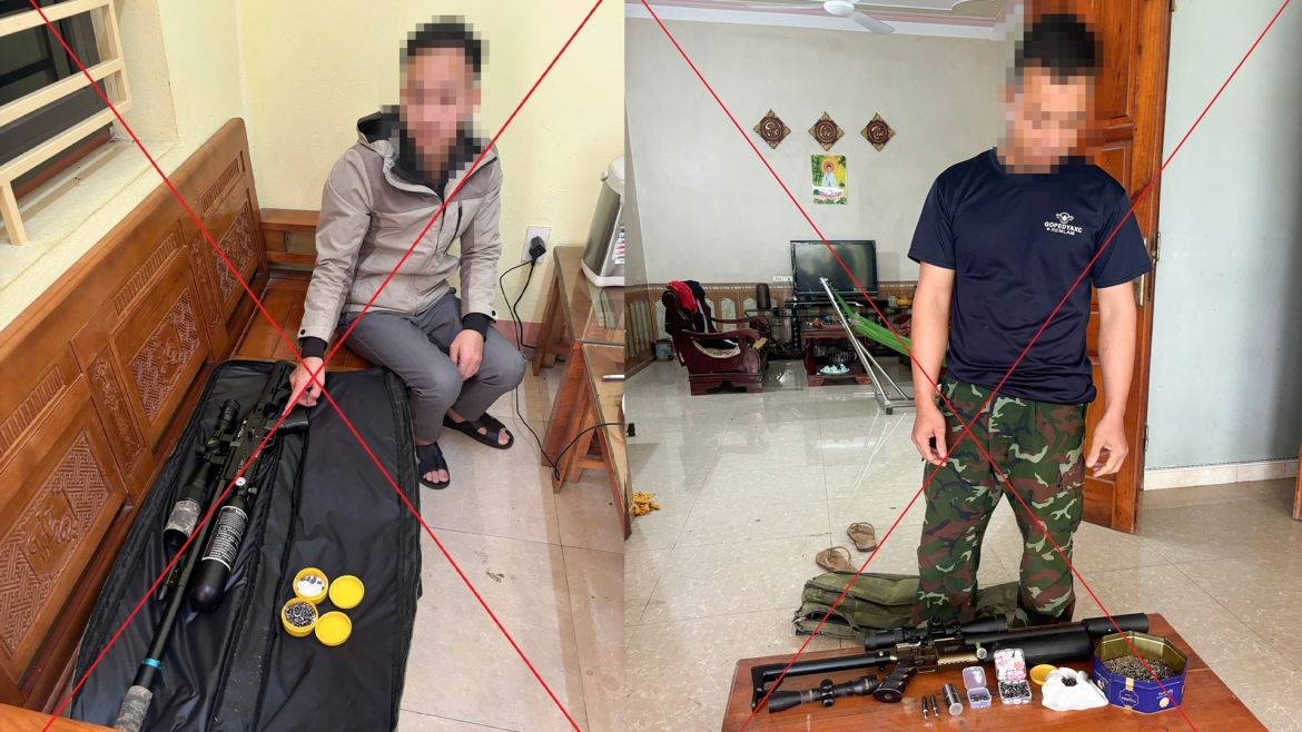 Đối tượng N.V.D, trú tại xã Điềm Thụy (bên trái) và đối tượng H.V.N, trú tại xã Vô Tranh. Cả hai đều trú tỉnh Thái Nguyên
