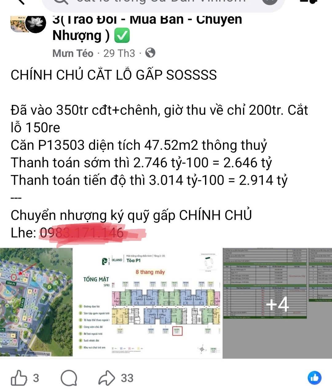 Dù "cắt lỗ" nhưng vẫn không có khách mua. (Ảnh chụp màn hình)