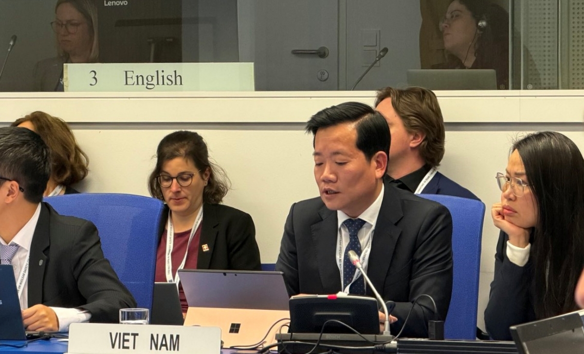 Cục trưởng Nguyễn Hoàng Linh trình bày báo cáo của Việt Nam tại Hội nghị rà soát lần thứ 10 Công ước An toàn hạt nhân.