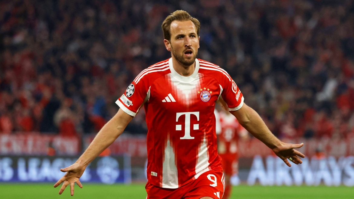 Harry Kane ghi bàn giúp Bayern đả bại Real Madrid để vào bán kết Cúp C1 châu Âu 2025/2026. (Ảnh: Reuters)