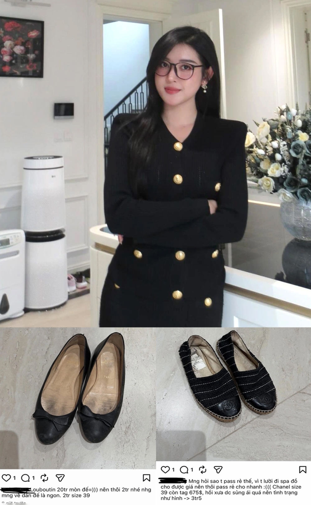 Huyền My gây bàn tán vì thanh lý giày bẩn, mòn đế Christian Louboutin với giá 2 triệu đồng gây tranh cãi.