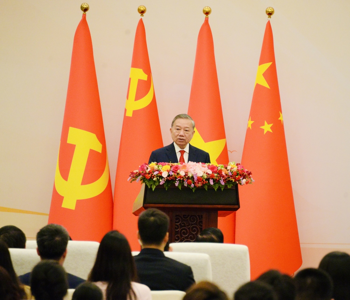 Tổng Bí thư, Chủ tịch nước Tô Lâm phát biểu tại buổi Gặp gỡ hữu nghị thế hệ trẻ Việt Nam - Trung Quốc.