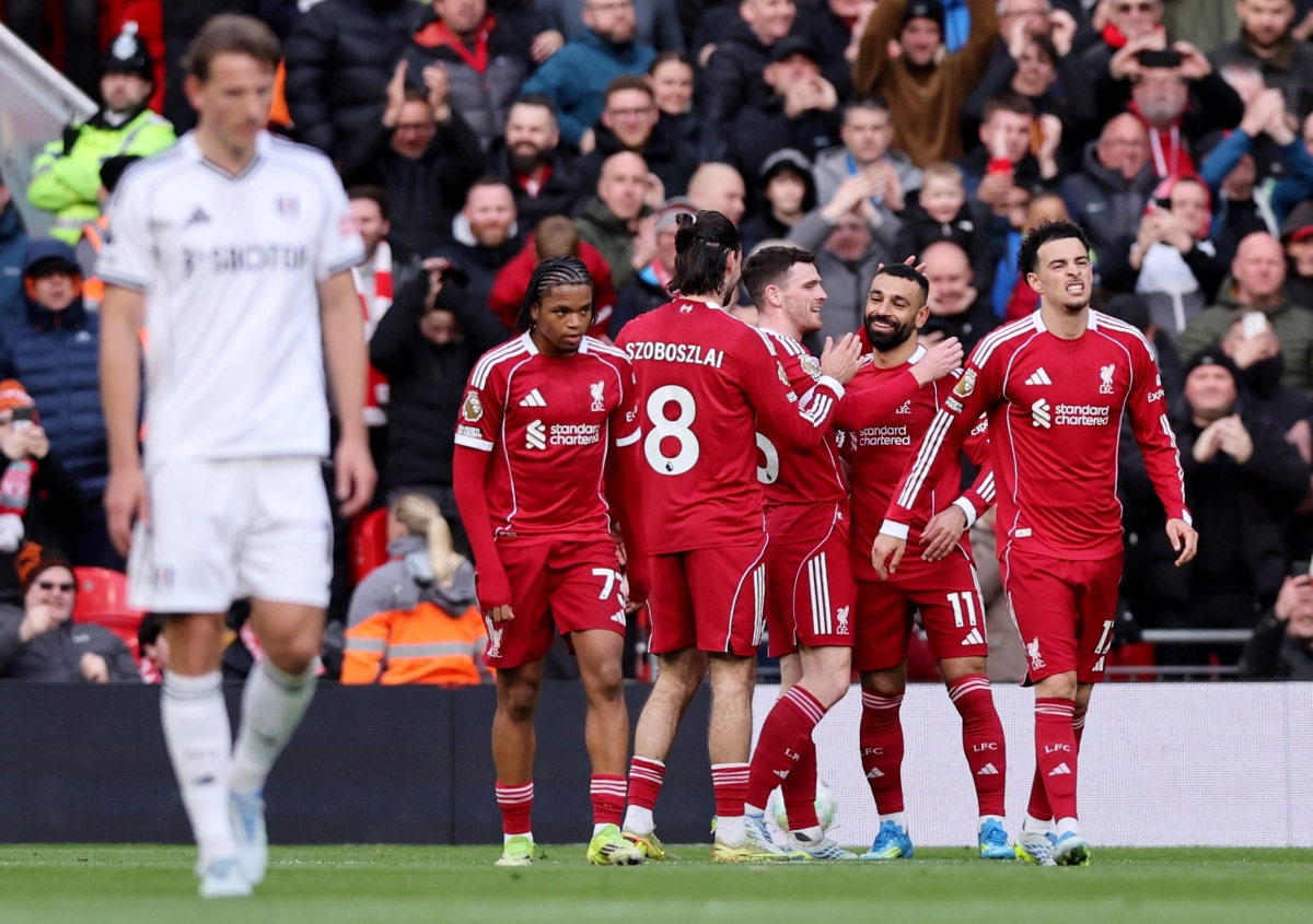 Liverpool thắng Fulham 2-0 tại vòng 32 Ngoại hạng Anh. (Ảnh: Reuters)