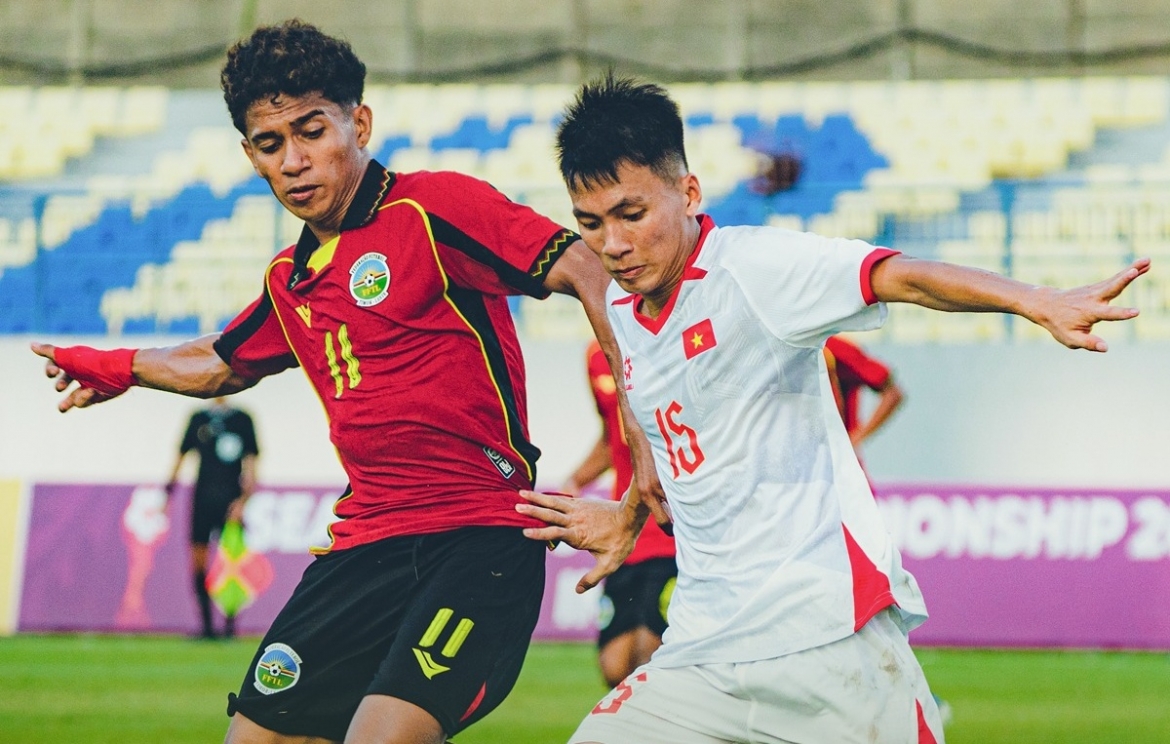 U17 Việt Nam thắng 10-0 U17 Timor Leste ở lượt trận 2 giải bảng A U17 Đông Nam Á 2026. (Ảnh: FFTL)