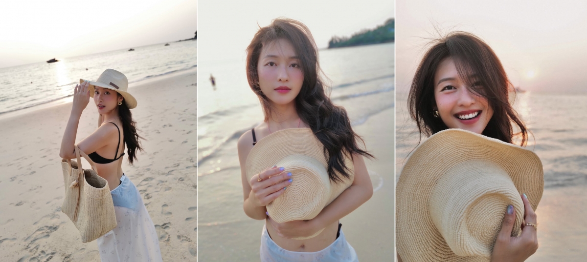 Diễn viên Khả Ngân khiến MXH dậy sóng khi khoe body nóng bỏng với bikini bên bờ biển Thái Lan.