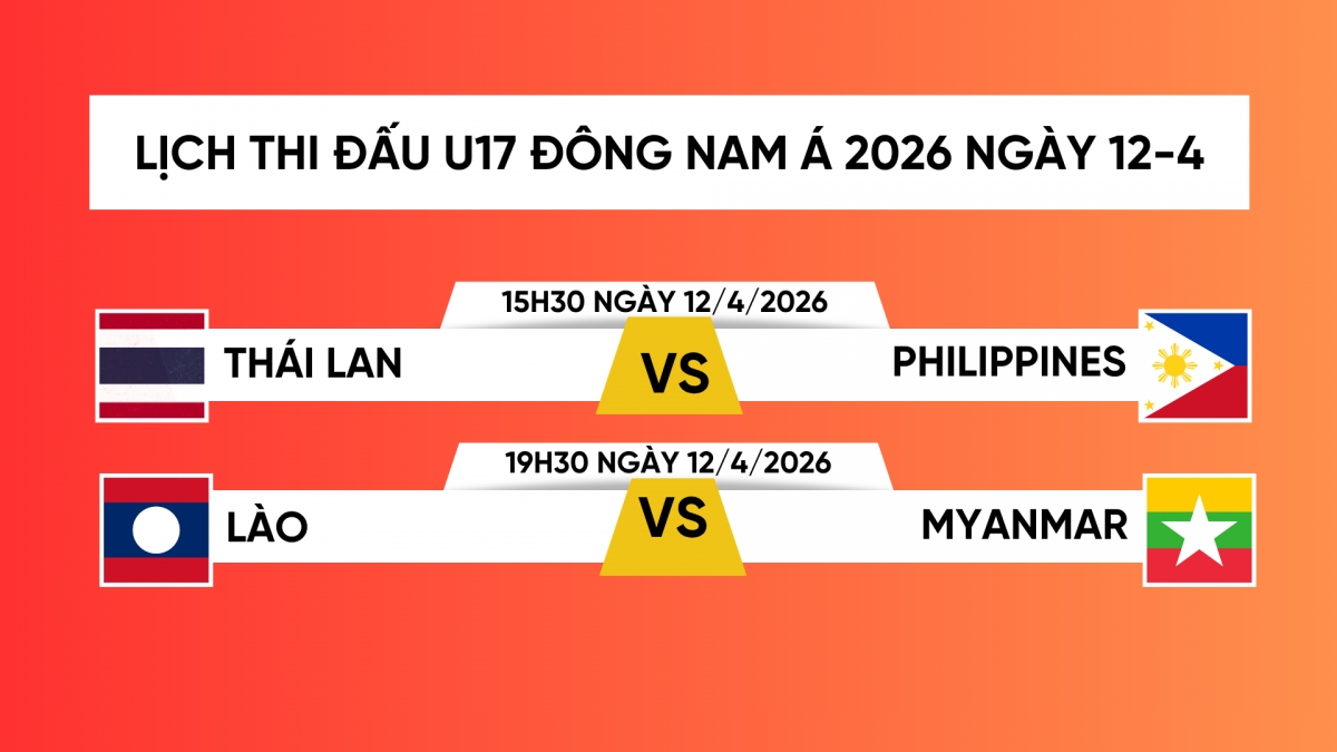 Lịch thi đấu và trực tiếp U17 Đông Nam Á 2026 hôm nay 12-4.