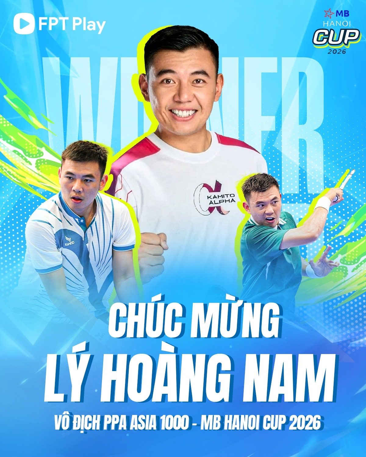 Lý Hoàng Nam vô địch nội dung đơn nam PPA Asia 1000 - Hanoi Cup 2026. (Ảnh: FPT)