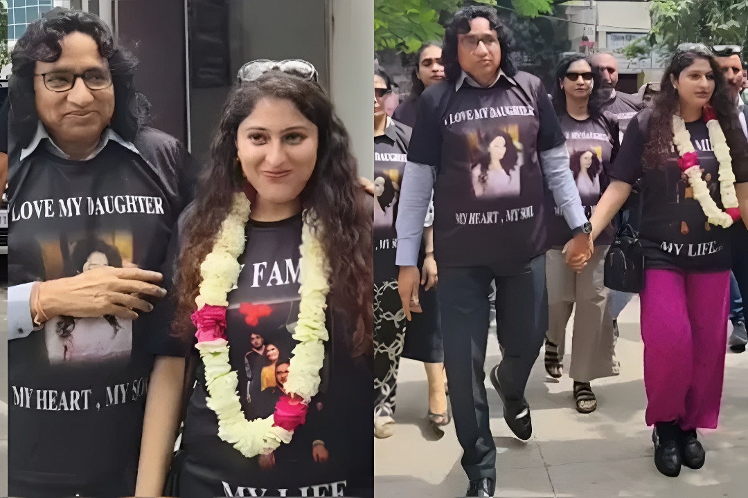 Bố và các thành viên trong gia đình ăn mừng con gái ly hôn. Ảnh: Ndtv