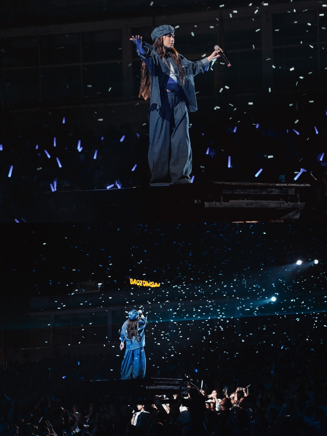 Mỹ Anh viêt trên trang cá nhân:“Cám ơn vì đã hát cùng với tui, tui yêu mọi người”. Khoảnh khắc xúc động trong đêm diễn, ghi lại năng lượng trẻ trung và chân thành của giọng ca Gen Z.