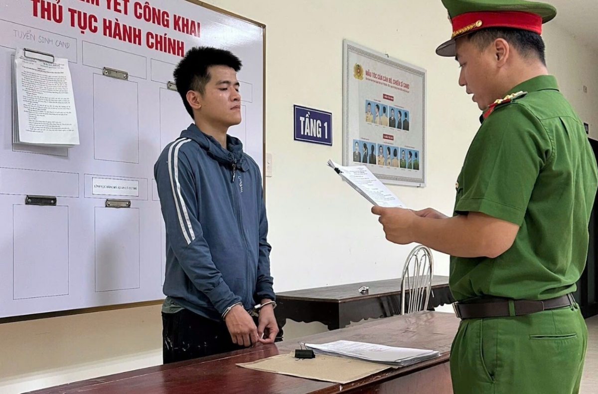 Đối tượng Phan Gia Huy tại cơ quan công an