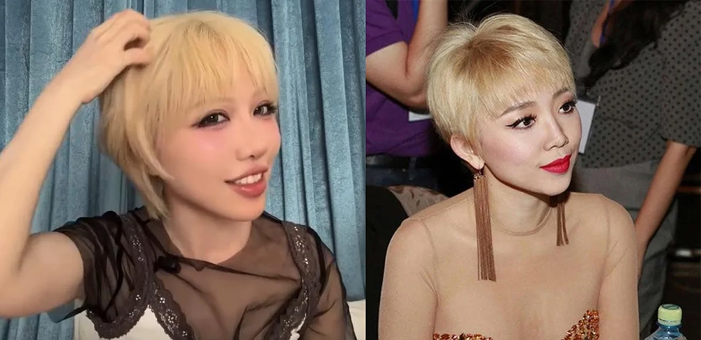 Diện mạo mới của Phùng Khánh Linh (trái) có nét tương đồng với Tóc Tiên (phải) trong quá khứ.