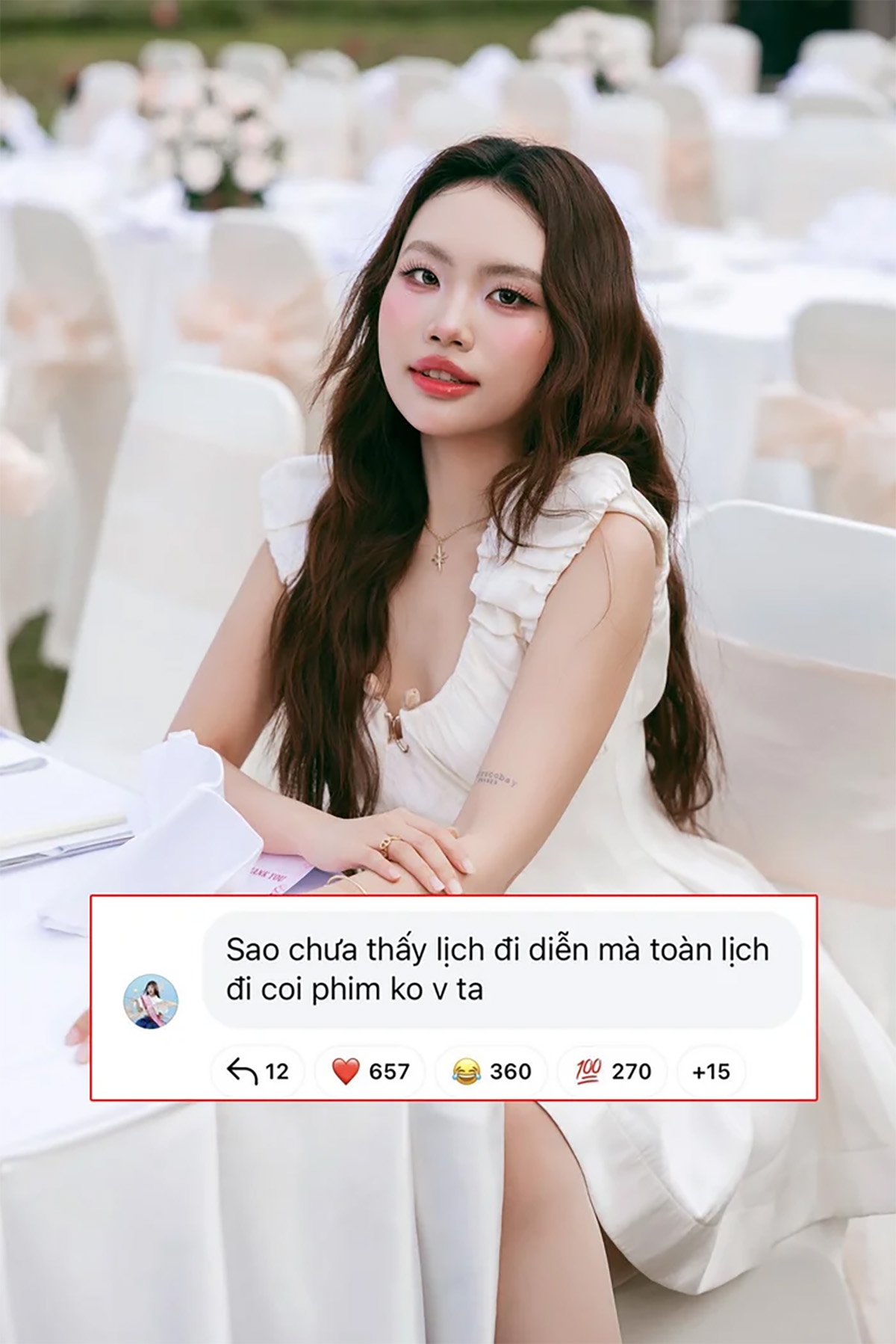 Phương Mỹ Chi trở thành tâm điểm chú ý khi chia sẻ: “Sao chưa thấy lịch đi diễn mà toàn thấy lịch đi coi phim không vậy ta”.