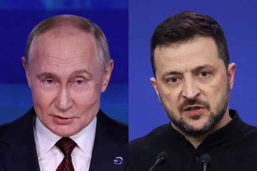 Tổng thống Nga Vladimir Putin và Tổng thống Ukraine Volodymyr Zelensky. Ảnh: Reuters